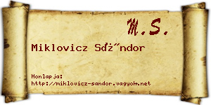 Miklovicz Sándor névjegykártya